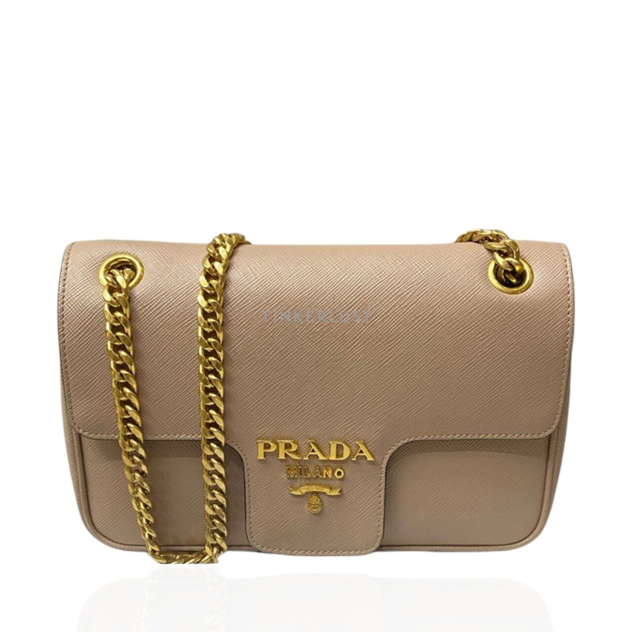 tas shoulder bag Prada Pattina Nude Saffiano 2019 GHW Shoulder Bag Tinkerlust